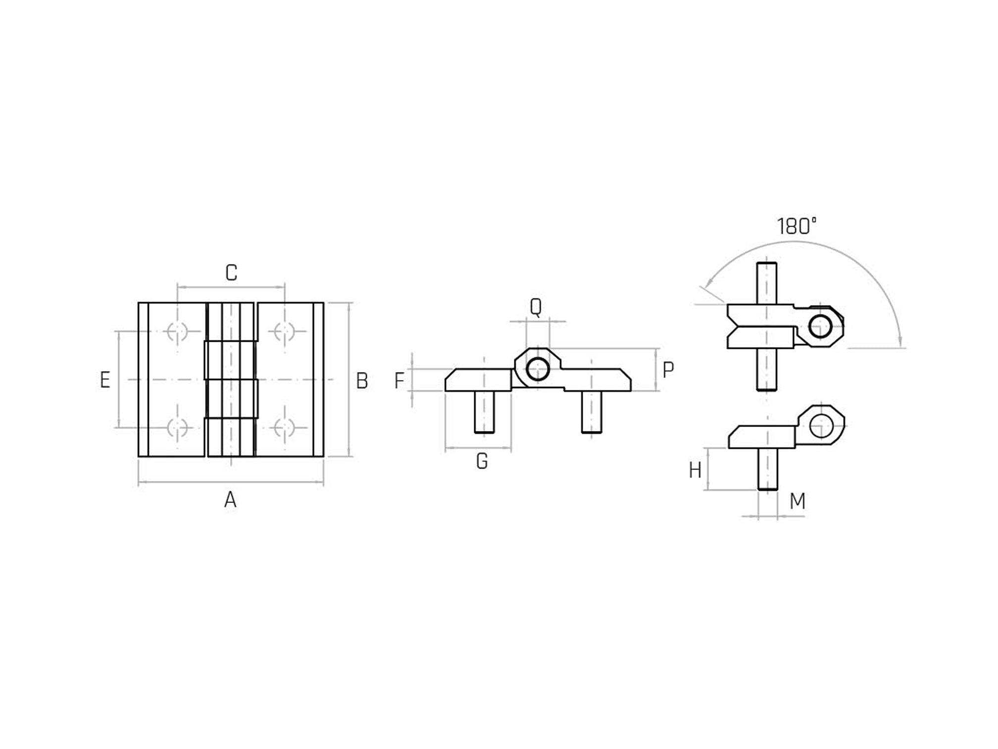 Flat hinge with CHROME ZAMA pin - CZC/C - Range Flat hinge with CHROME ZAMA pin - CZC/C - Range